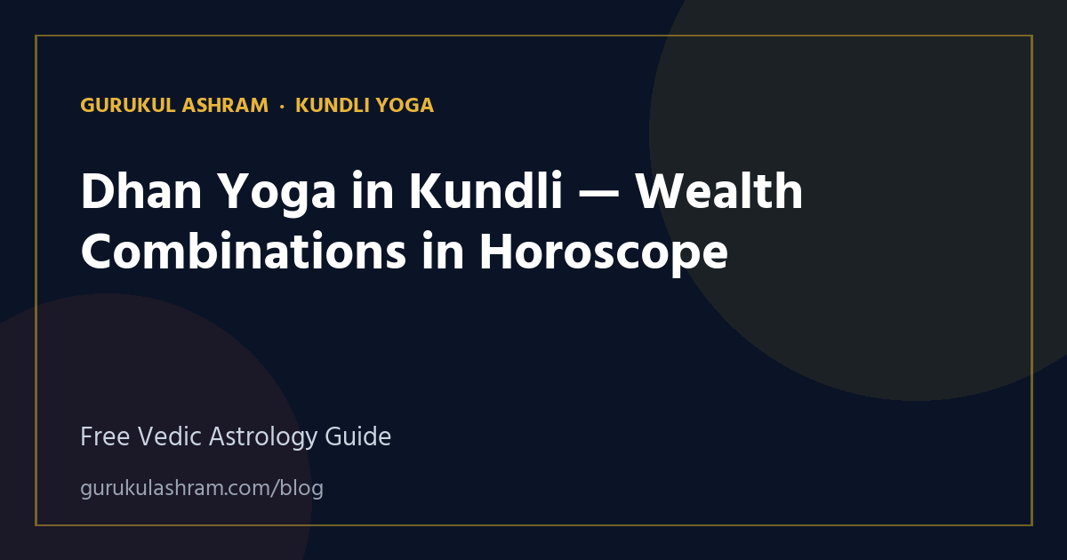 Dhan Yoga in Kundli — Wealth Combinations in Horoscope — Kundli Yoga guide, Gurukul Ashram