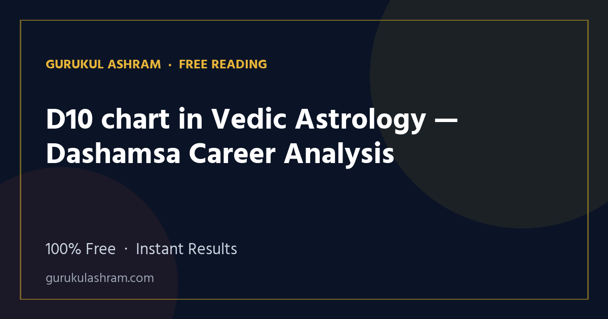 D10 chart in Vedic Astrology — Dashamsa Career Analysis — Gurukul Ashram