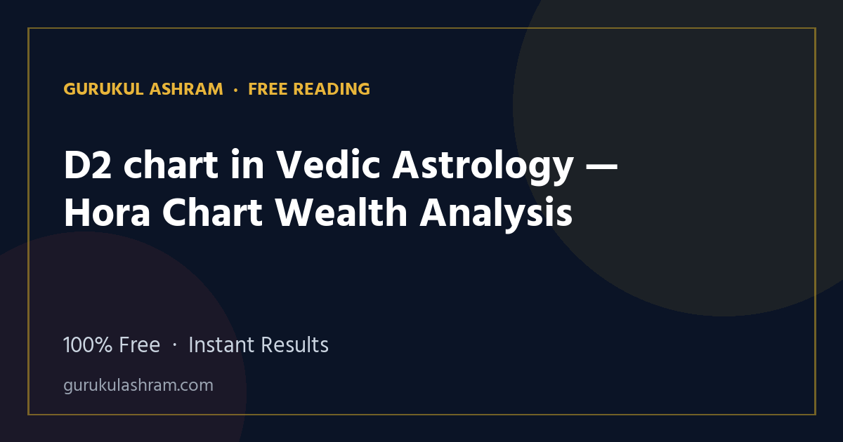 D2 chart in Vedic Astrology — Hora Chart Wealth Analysis — Gurukul Ashram