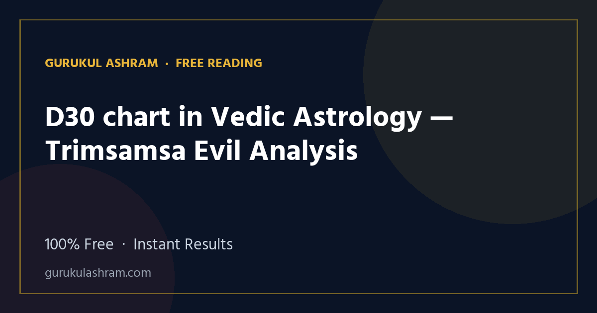 D30 chart in Vedic Astrology — Trimsamsa Evil Analysis — Gurukul Ashram