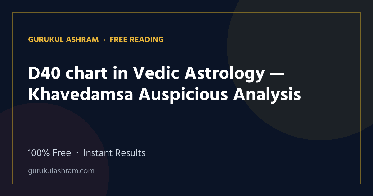 D40 chart in Vedic Astrology — Khavedamsa Auspicious Analysis — Gurukul Ashram