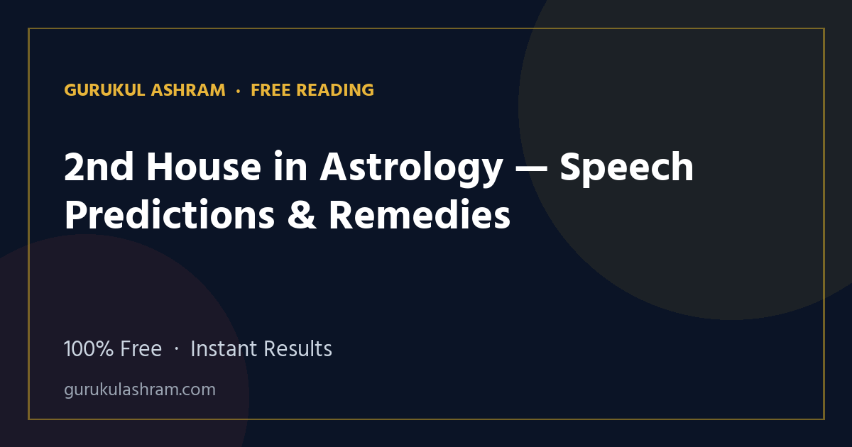 2nd House in Astrology — Speech Predictions & Remedies — Gurukul Ashram
