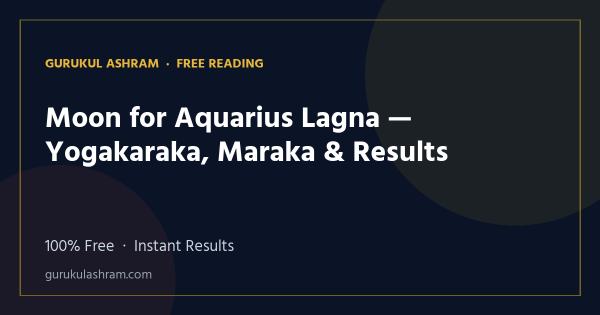 Moon for Aquarius Lagna — Yogakaraka, Maraka & Results — Gurukul Ashram