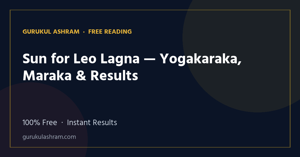 Sun for Leo Lagna — Yogakaraka, Maraka & Results — Gurukul Ashram