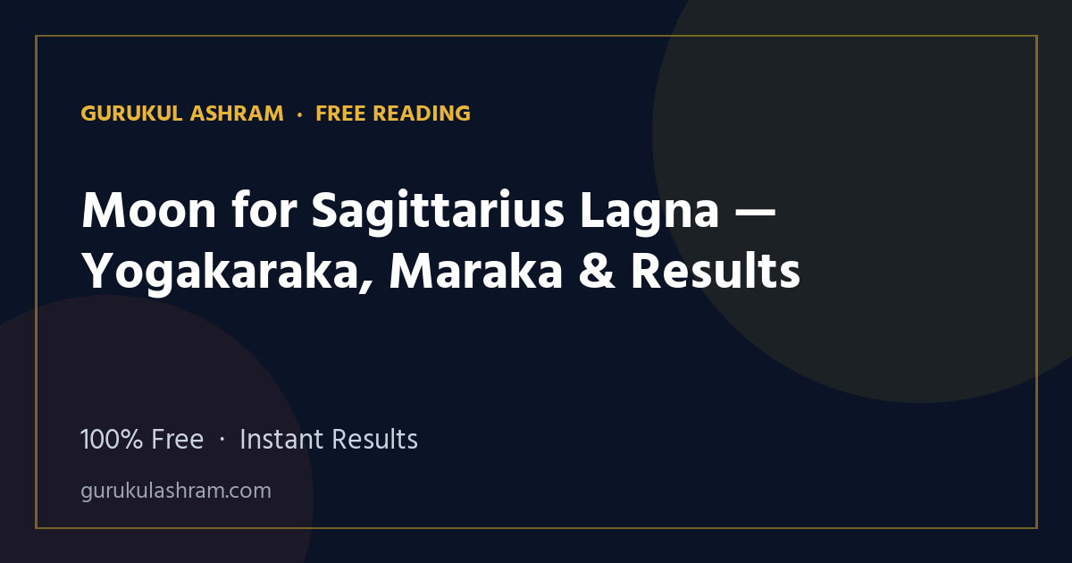 Moon for Sagittarius Lagna — Yogakaraka, Maraka & Results — Gurukul Ashram