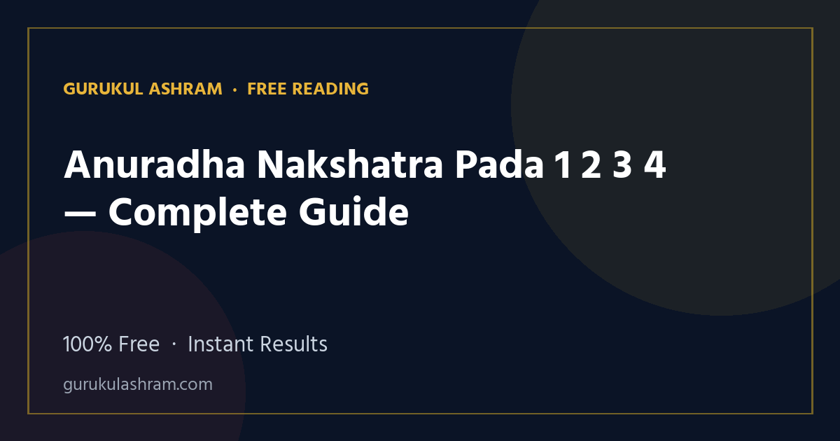 Anuradha Nakshatra Pada 1 2 3 4 — Complete Guide — Gurukul Ashram