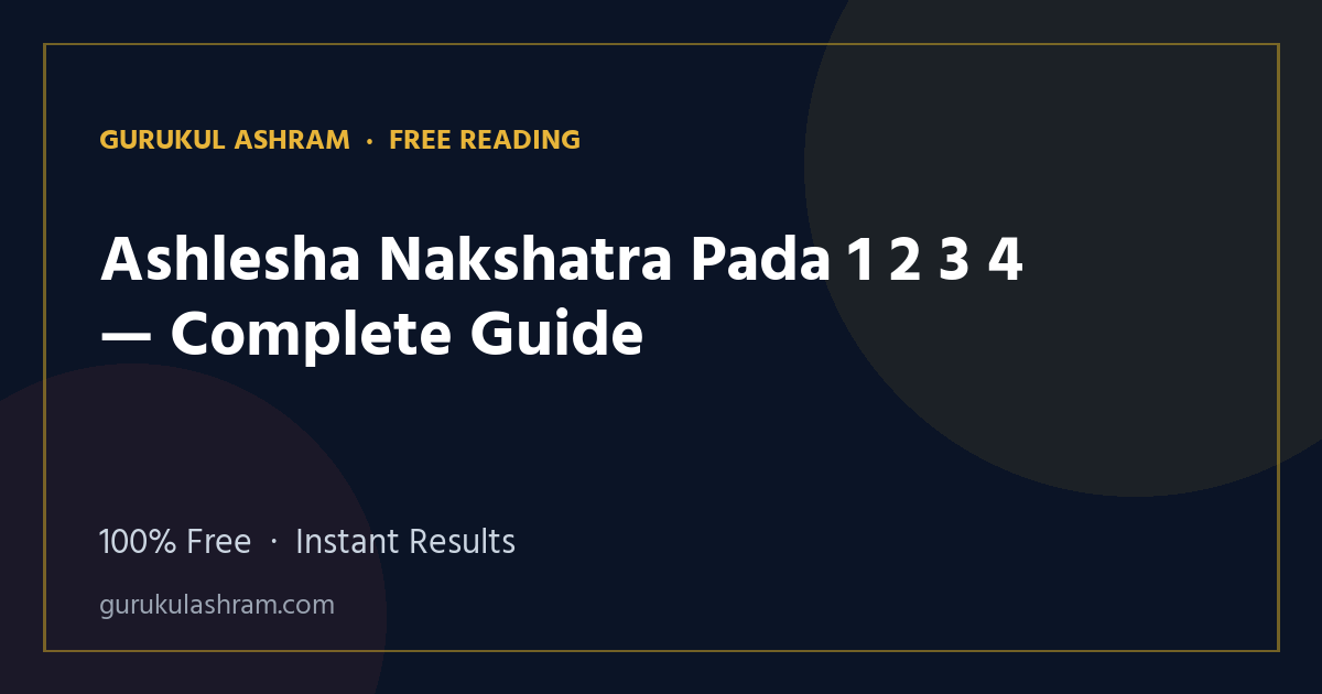 Ashlesha Nakshatra Pada 1 2 3 4 — Complete Guide — Gurukul Ashram