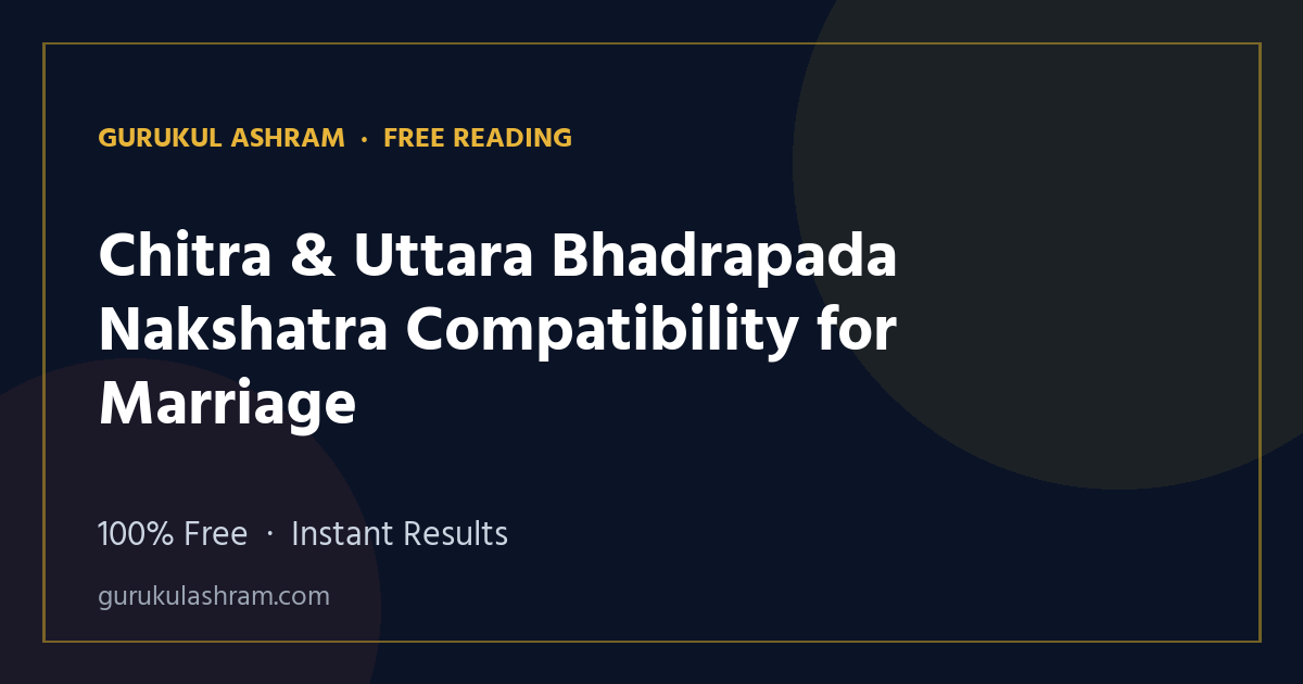 Chitra & Uttara Bhadrapada Nakshatra Compatibility for Marriage — Gurukul Ashram
