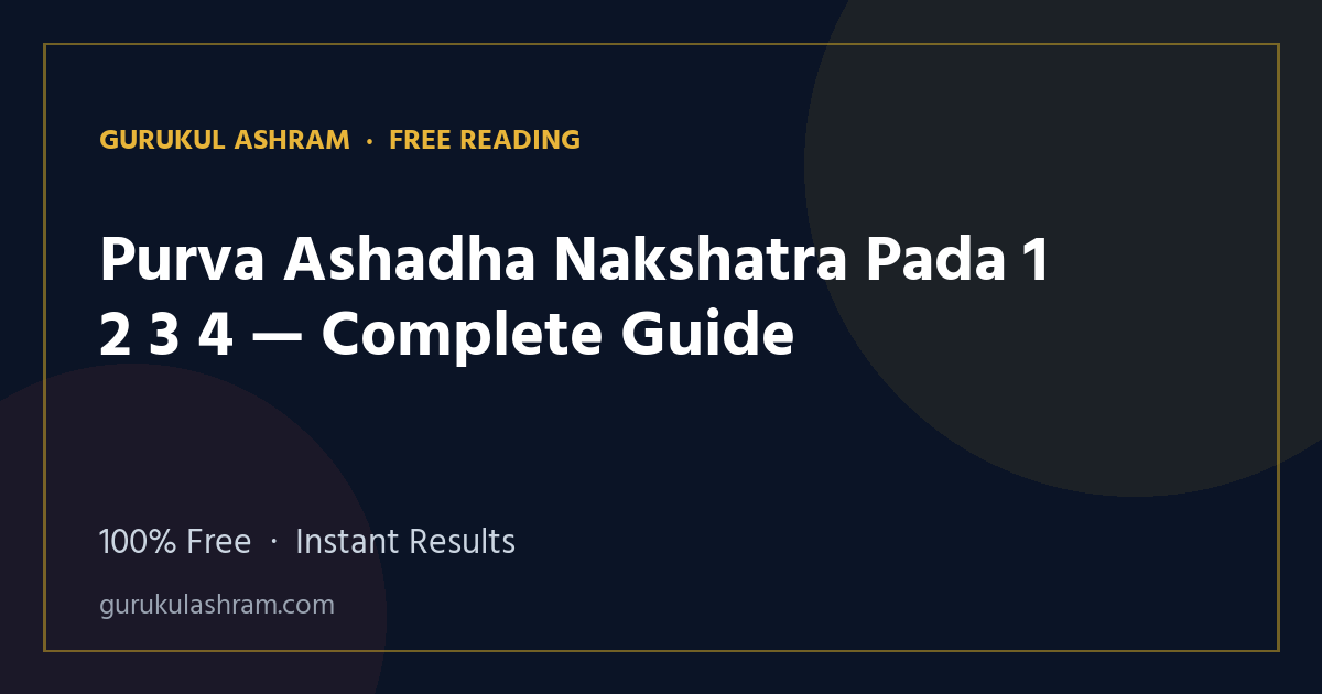 Purva Ashadha Nakshatra Pada 1 2 3 4 — Complete Guide — Gurukul Ashram