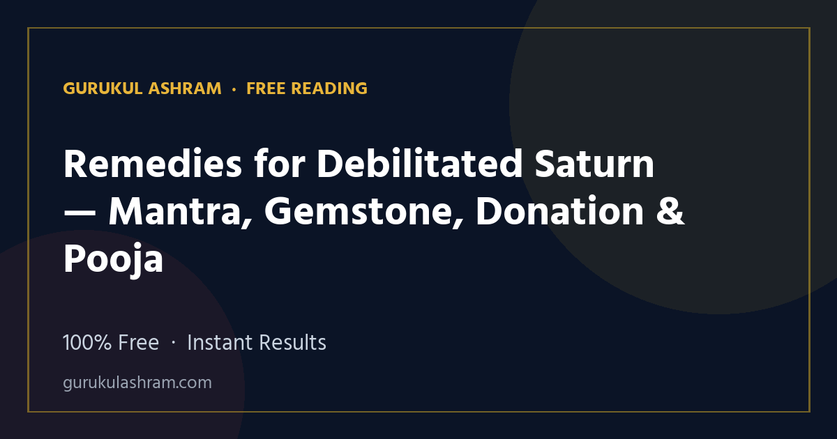 Remedies for Debilitated Saturn — Mantra, Gemstone, Donation & Pooja — Gurukul Ashram